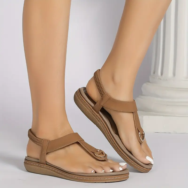 chic womens flat sandals minimalist t strap design comfortable slip on with cover upper Product details 1