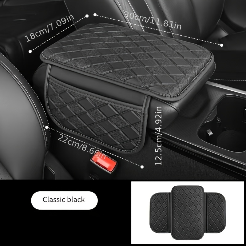Image of 1pc Faux Leather Car Armrest Pad With Side Storage Bag, Multifunctional Car Interior Mat, Armrest Box Pad And Organizer, Scratch And Wear Resistant, Use