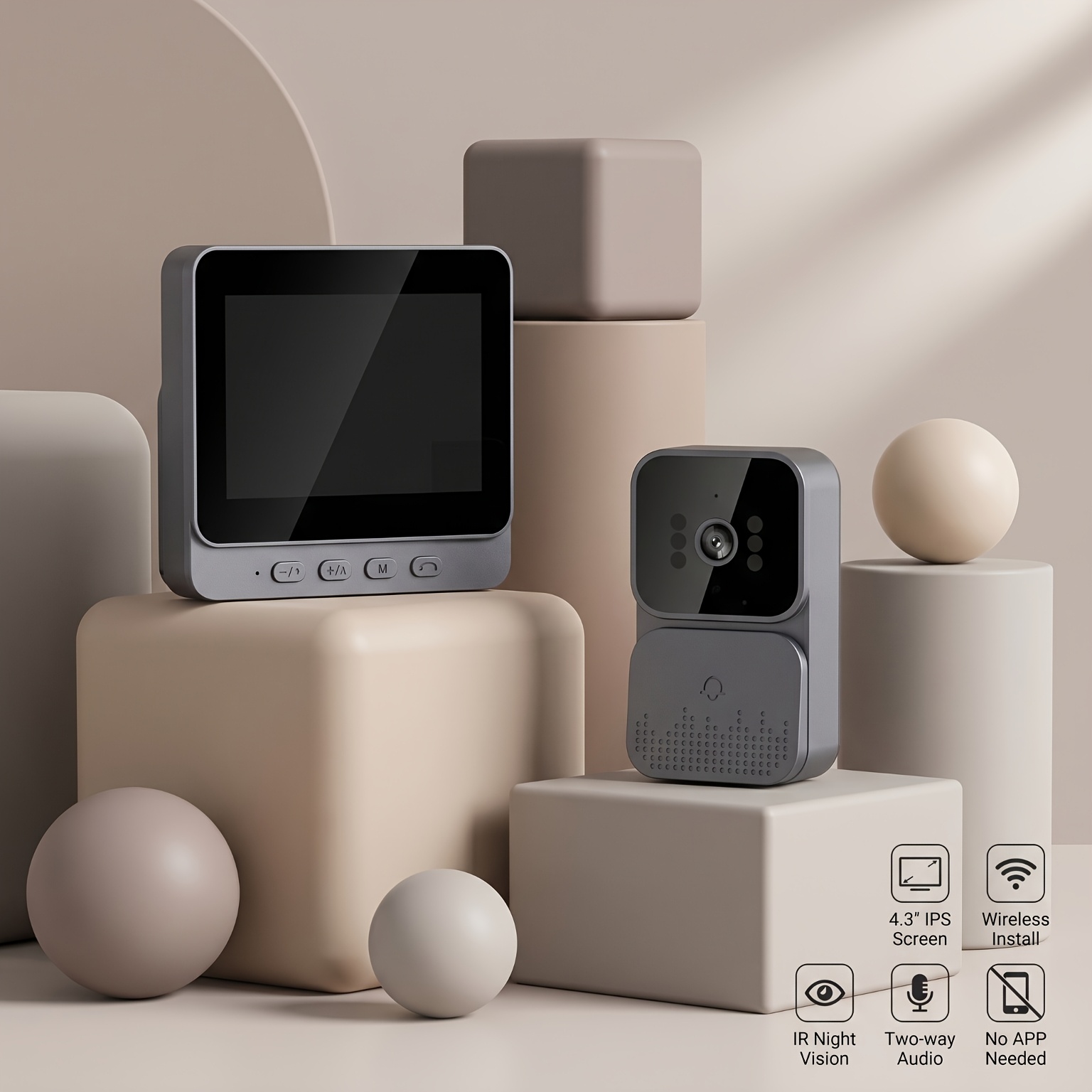 TEMU Videocitofono Smart Wireless, Video HD, Visione Notturna IR, Audio Bidirezionale, Batteria Ricaricabile, Installazione a Parete, Funzionamento
