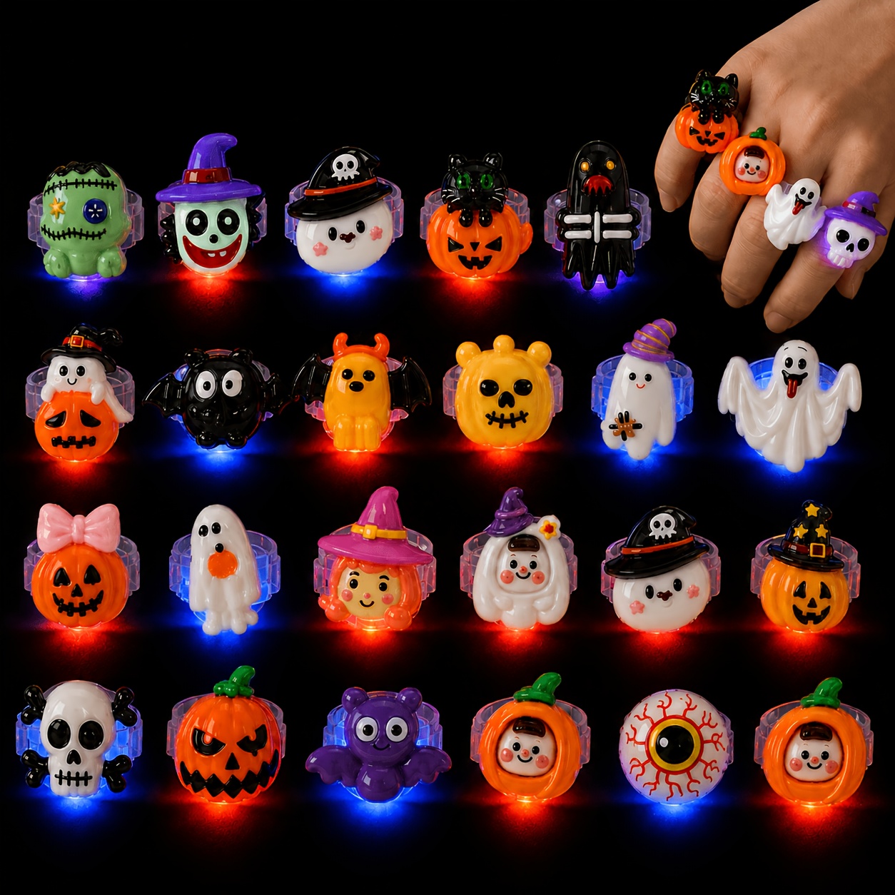LED Light-Up Rings Party Favors 9pcs