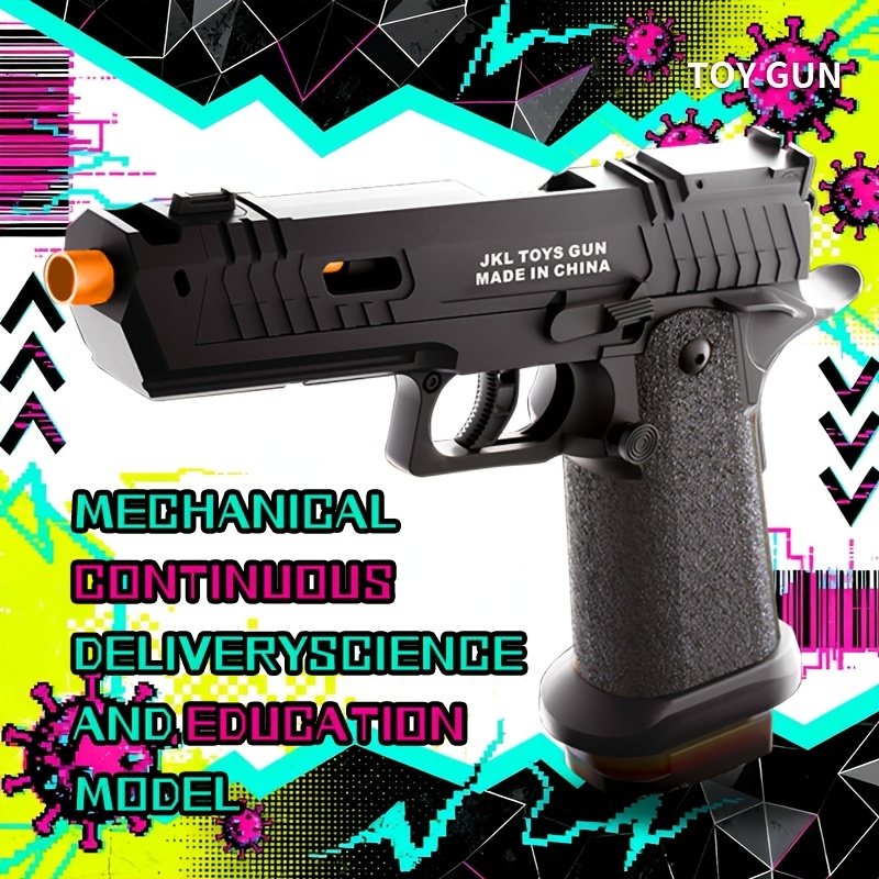 Pistolet Jouet Mitrailleur à Fléchettes En Mousse – Chargeur Chaîne 24 Fléchettes, 40 Fléchettes Incluses – Jeu De Tir Pour Enfants 6-8 Ans