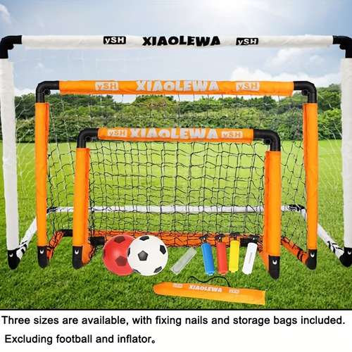 Crystals 2-Piece Kids Soccer Football Goal Set With Net, Ball & Pump - Outdoor/Indoor
