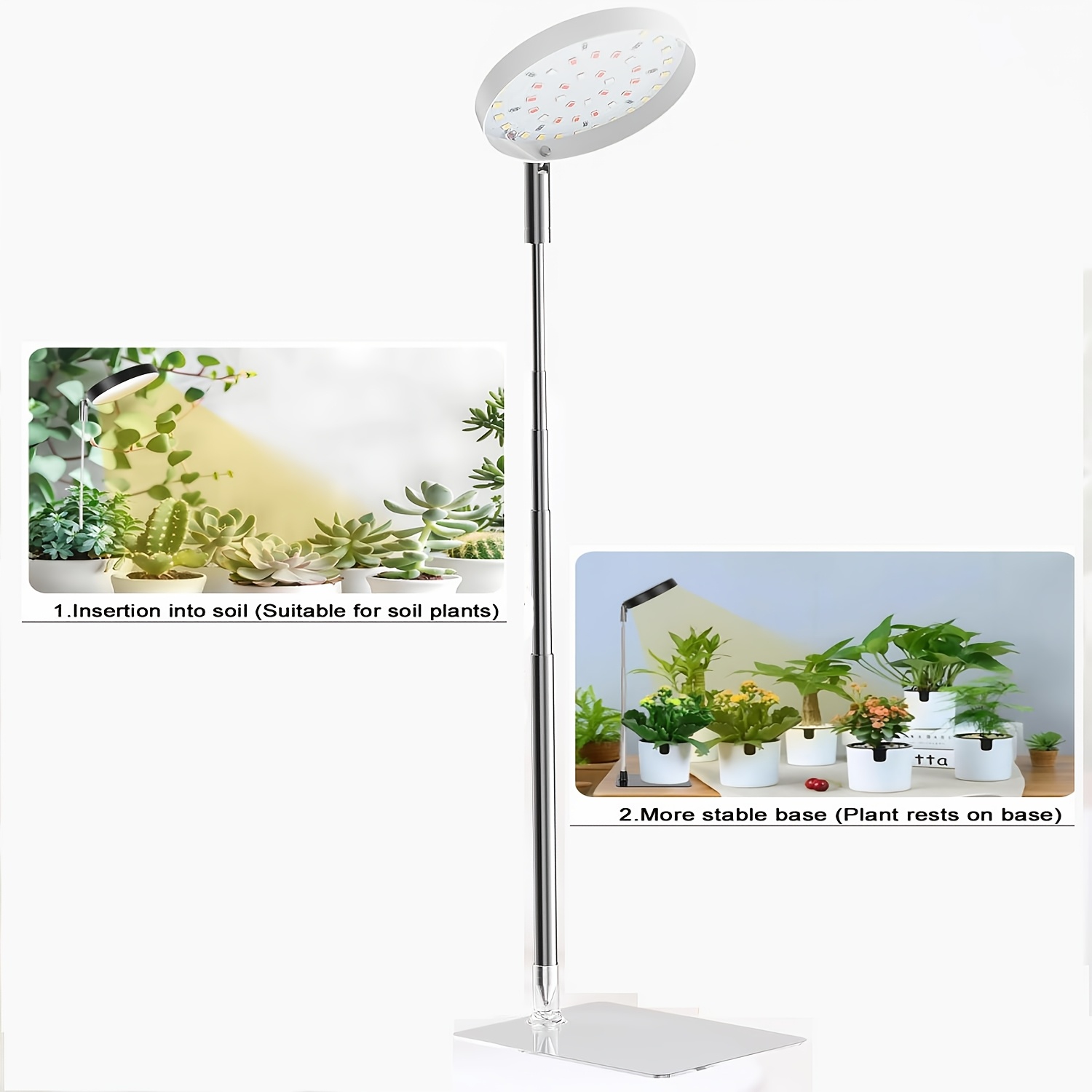 TEMU Luz de crecimiento LED de completo adecuada para plantas de interior, con 48 luces LED para plantas, dos opciones de instalación, tres espectros