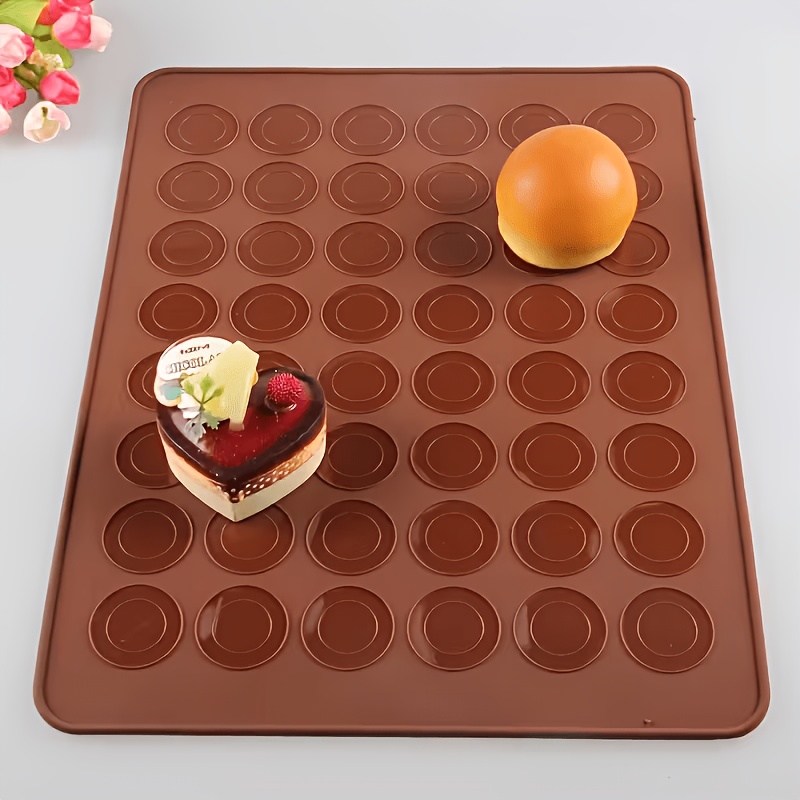 TEMU 1 pz Tappetino Macaron Marrone, Stampo in Silicone a , Realizzazione Unica di Diverse Dessert, Stampo per Cottura, Sicuro e Inodore per Alimenti