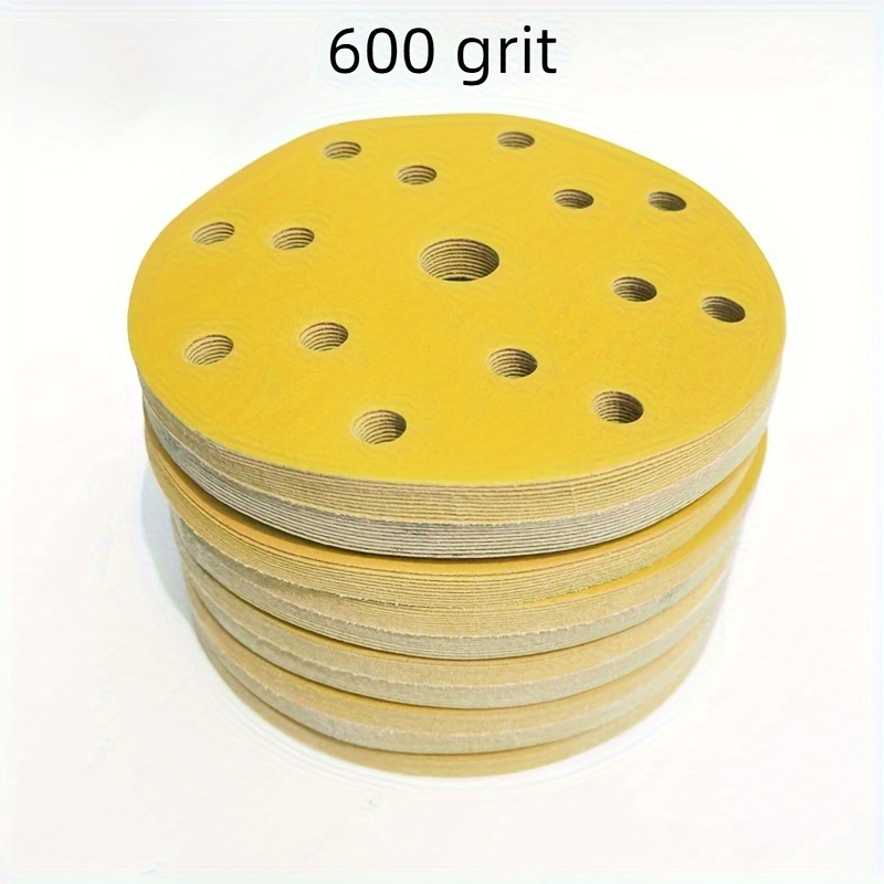 TEMU 20pcs Of 6-inch 15-hole Sandpaper, Automotive Dry Sanding Putty, 150mm Round Self-adhesive Flocked Sanding Pad, Polishing Pad, Grit 80-600
