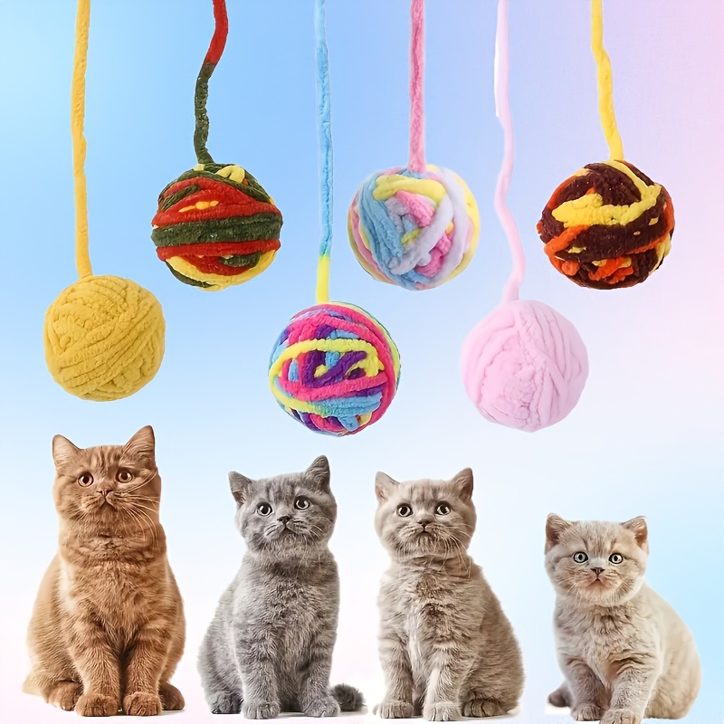 

3-pack Interactive Cat Toys - Plush Teether Balls With Tail For Kittens, & Safe Material, No Battery Needed