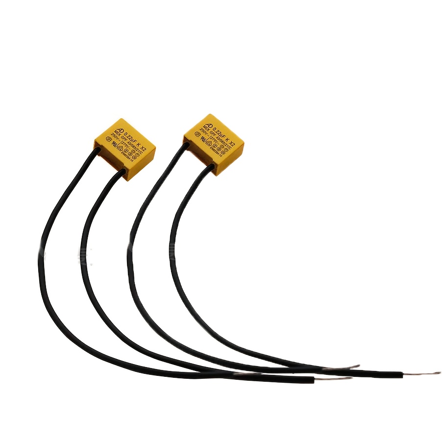 TEMU 2 piezas AD Aide X2 Condensador de seguridad con cable 0.22Uf 275V Carcasa Condensador de seguridad de cable flexible