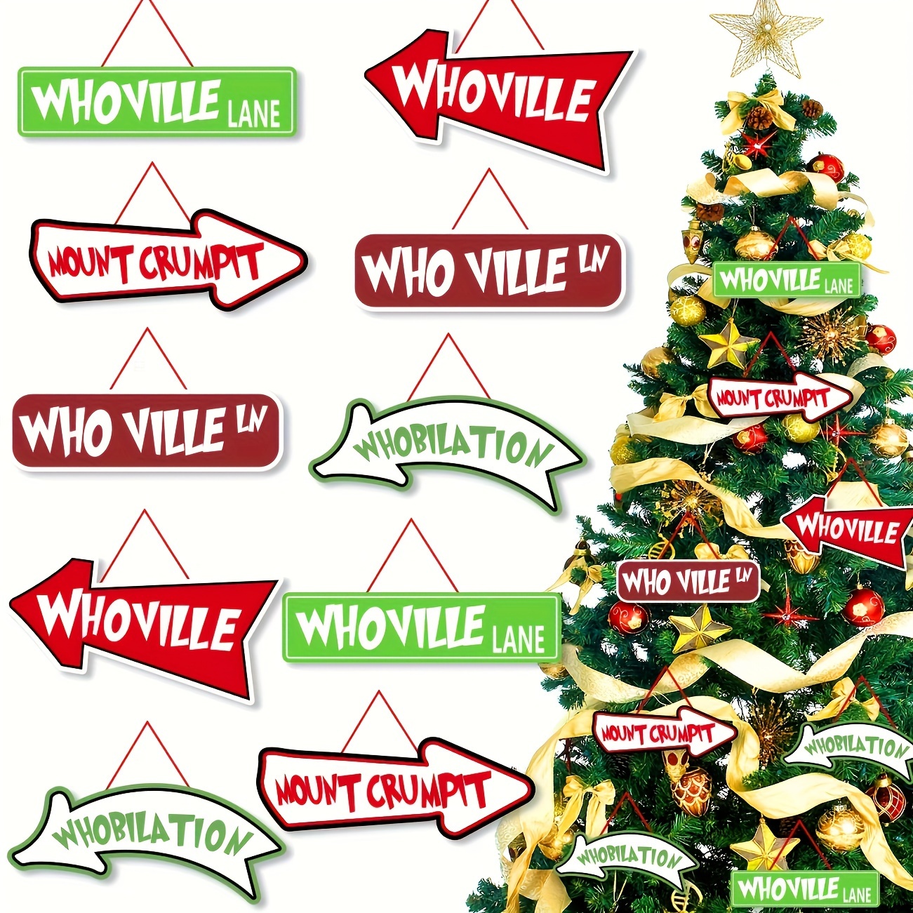 

16pcs Christmas Tree Set - Hanging For Decor, For & Decoration, No Needed,