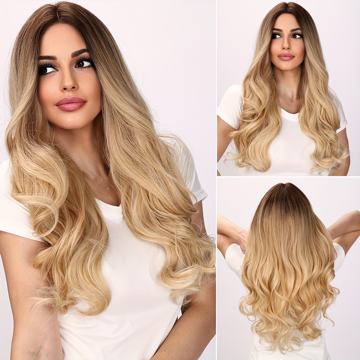 

26 Inch Brown Curly Split Women's Wig, Charm