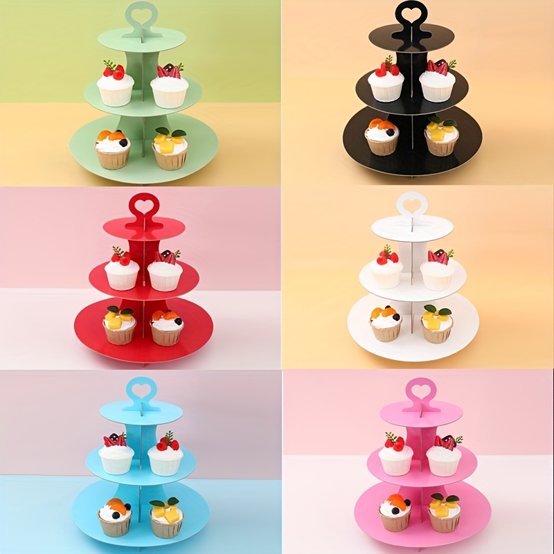 

1 Set Paper Cake Stand - 3-tier Dessert Display Holder For Wedding, Baby Shower, Bridal Shower, Birthday Parties - No Electricity Needed, Featherless, Fit Table Decor