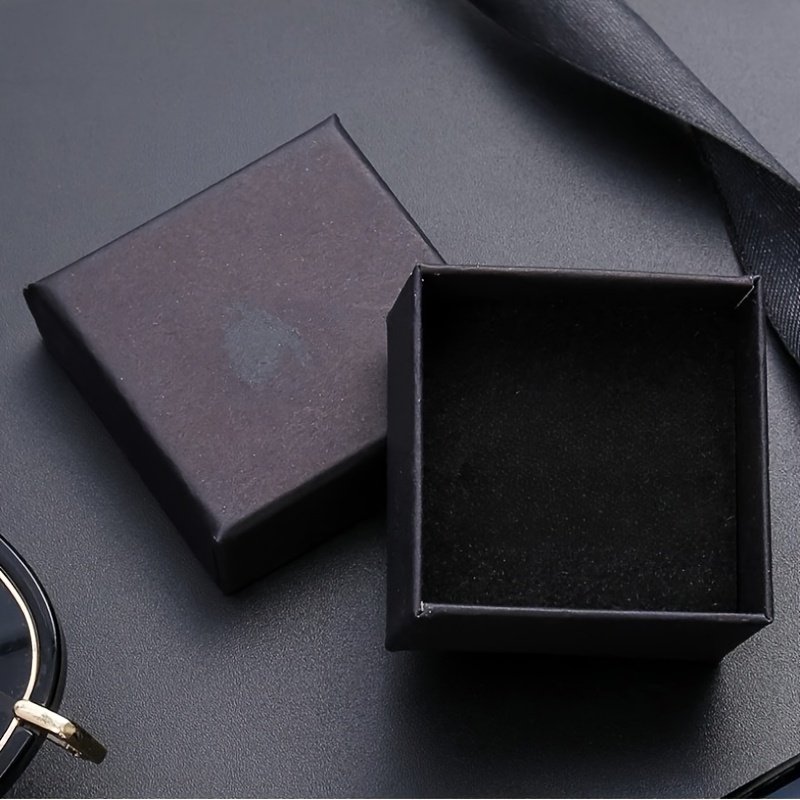 TEMU 20pcs Cardboard Jewelry Gift Boxes, With Black Sponge Interior, Size 5x5x3cm, Suitable For Gift And Jewelry Packaging, For Valentine's Day And