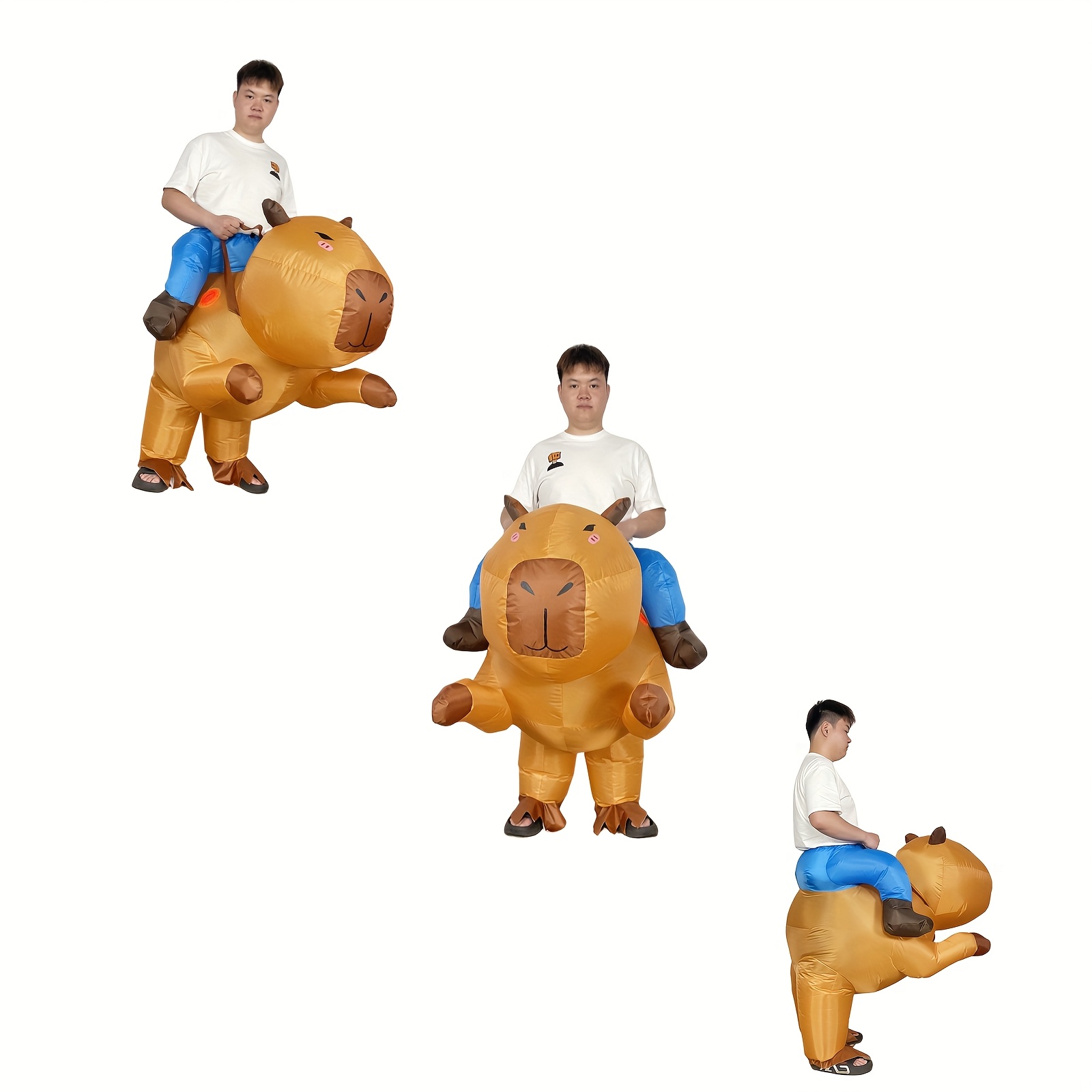 Image of Inflatable Capybara Costume For S & - Cute Capybara Outfit With Balloon-like Design, Battery/-powered, Durable Inflation, For Halloween, Christmas Parties, Carnivals & Costume Events (no Feathers)