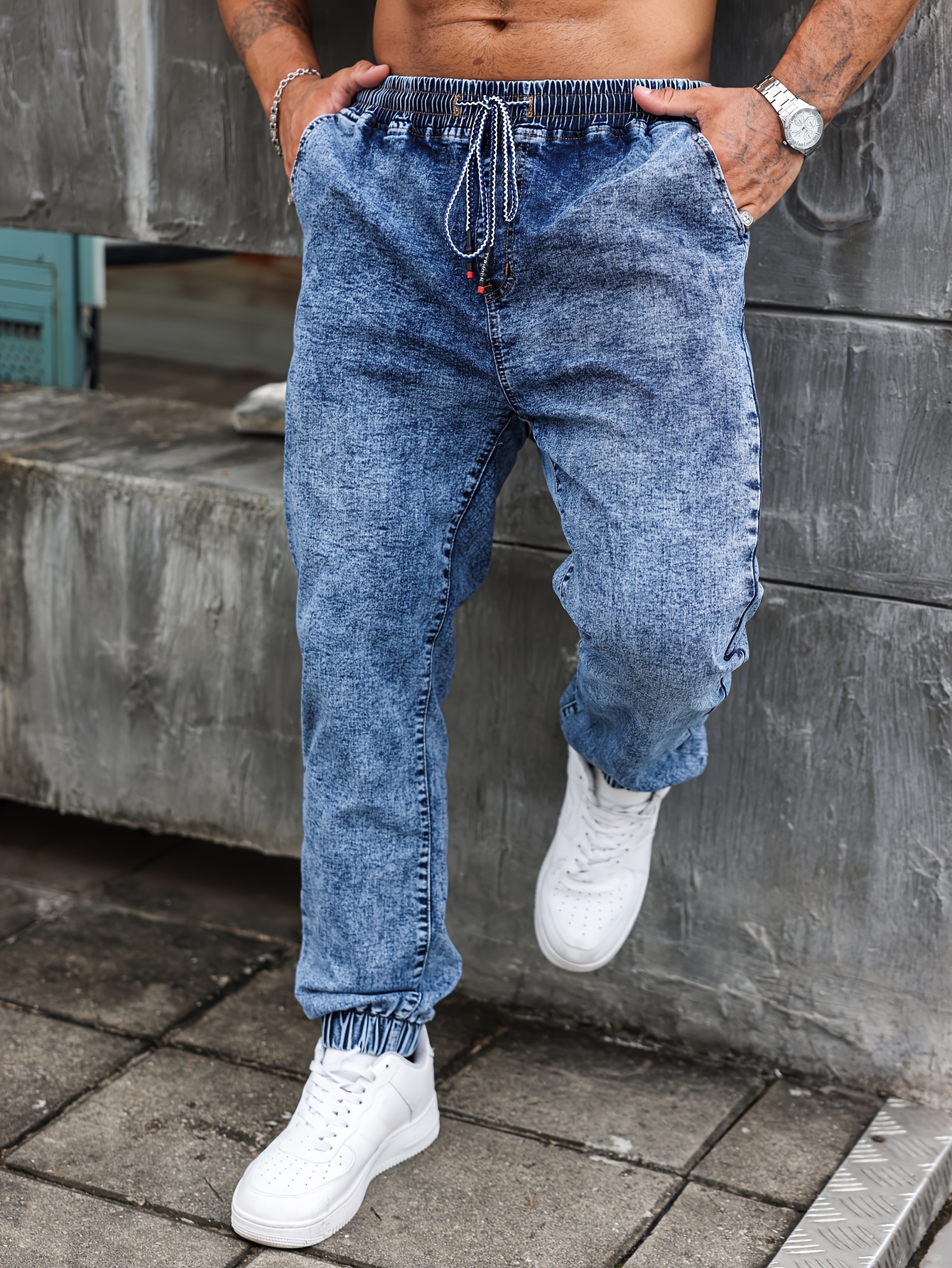 Plus Size Men's Casual Jeans - Stretch Denim with Pockets, Machine Washable, All-Season Comfort Fit, Cowboy Jeans, PLUS SIZE