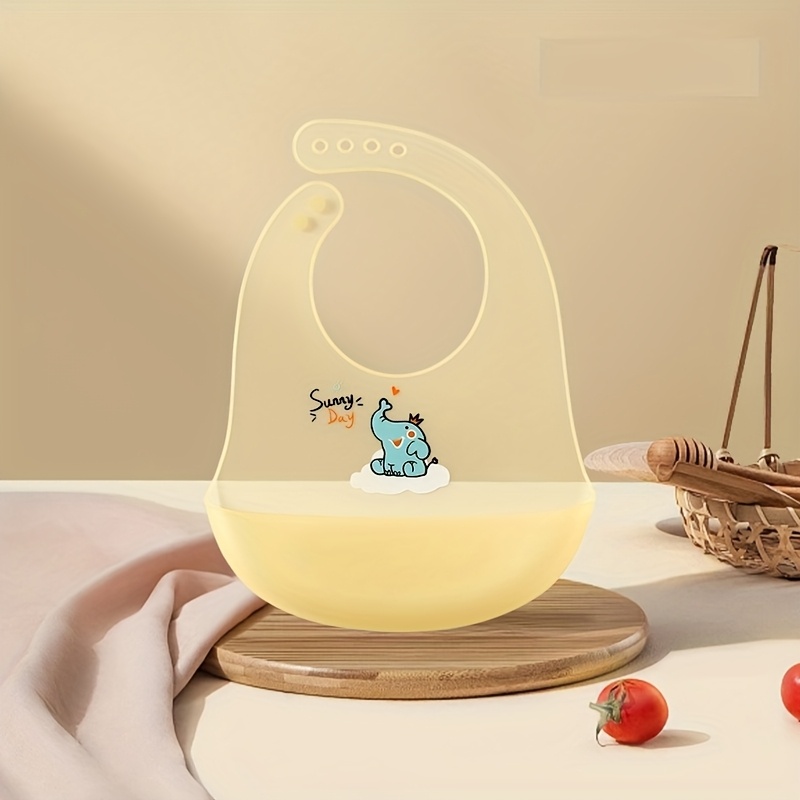 TEMU 1 Baby Silicone Bib, Summer Children's Food Pouch, Drool Bib, Lightweight And Thin High Quality Bib For Kids