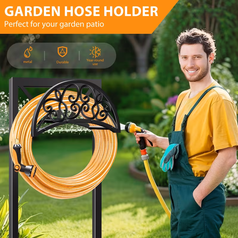 heavy duty metal garden hose holder freestanding outdoor