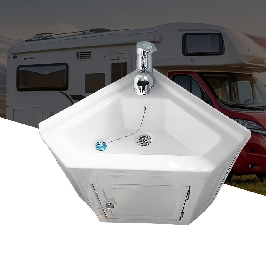 RV Badezimmer Eckwasch* Duschwasch* Dreieckiges * mit Stauraum * für Wohnmobil, Wohnwagen, Yacht