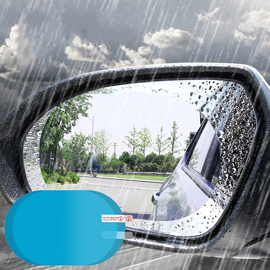 2-Pack PVC Anti-Fog Mirror Protective Film Stickers, Waterproof Rainproof Clear Vision Shield for Vehicle Side Mirrors, Auto Exterior Accessory