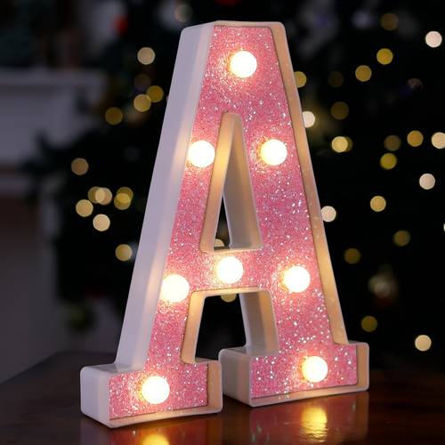 led letter lights pink glittery light up letters battery operated decorative signs for home parties night bars weddings birthdays easter and christmas