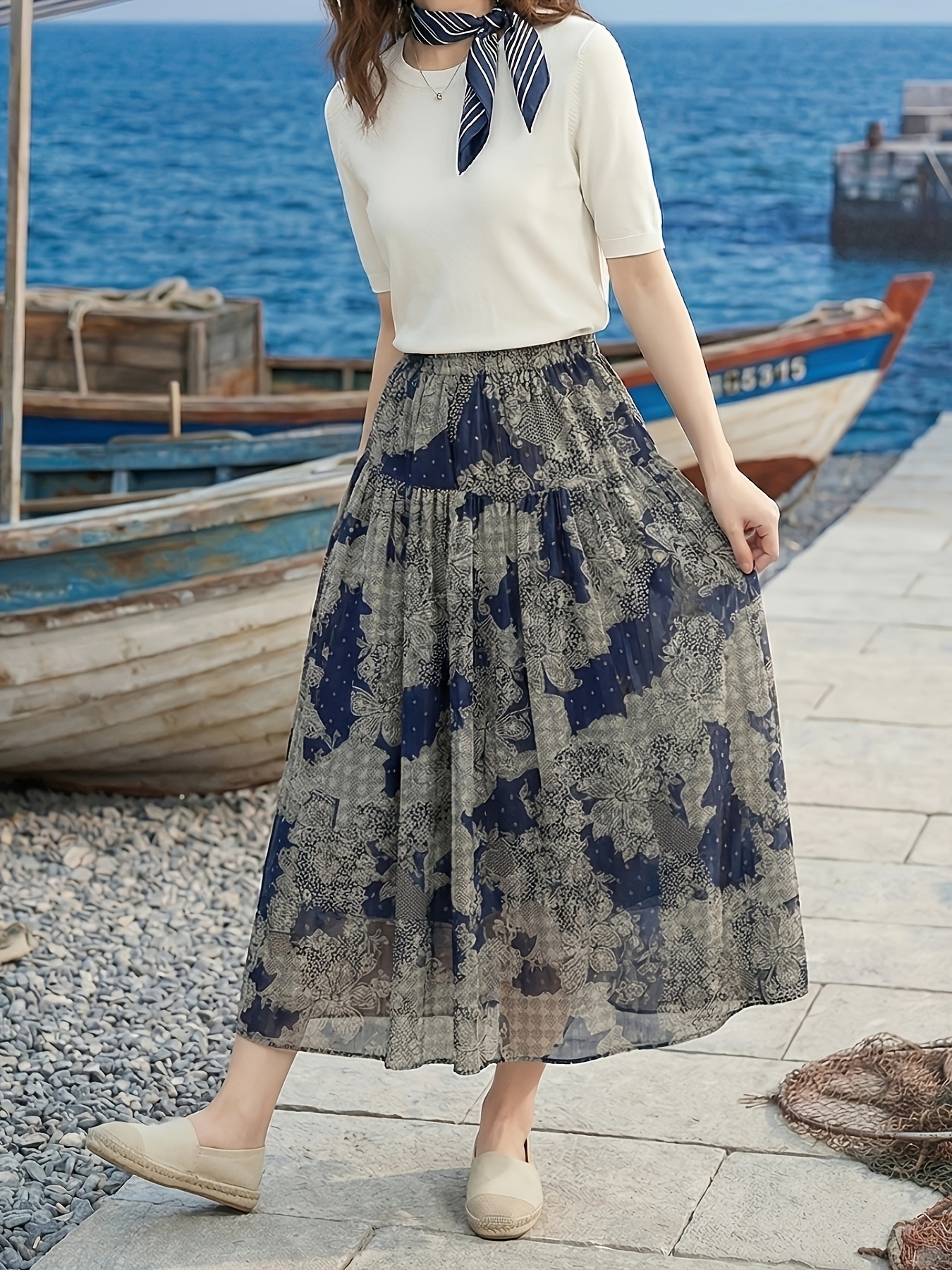 tiered lace maxi skirt sold on Temu Canada