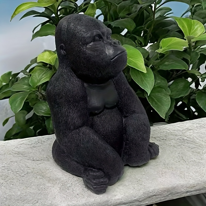 A Resin Gorilla Figurine, Realistic Chimpanzee Themed Decorative Statue, Suitable For Room Decorations, Indoor Display