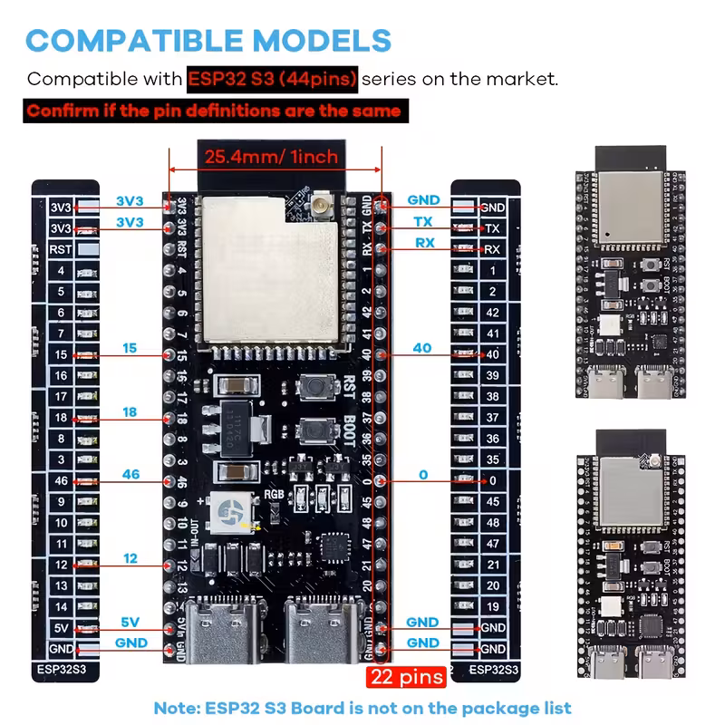 לוח התקפה למודול esp32/esp32-s3 , מודול חיישן, בלוק מסוף עם מכסה ראש, זמין בשלושה מפרטים פרטי מוצר 5