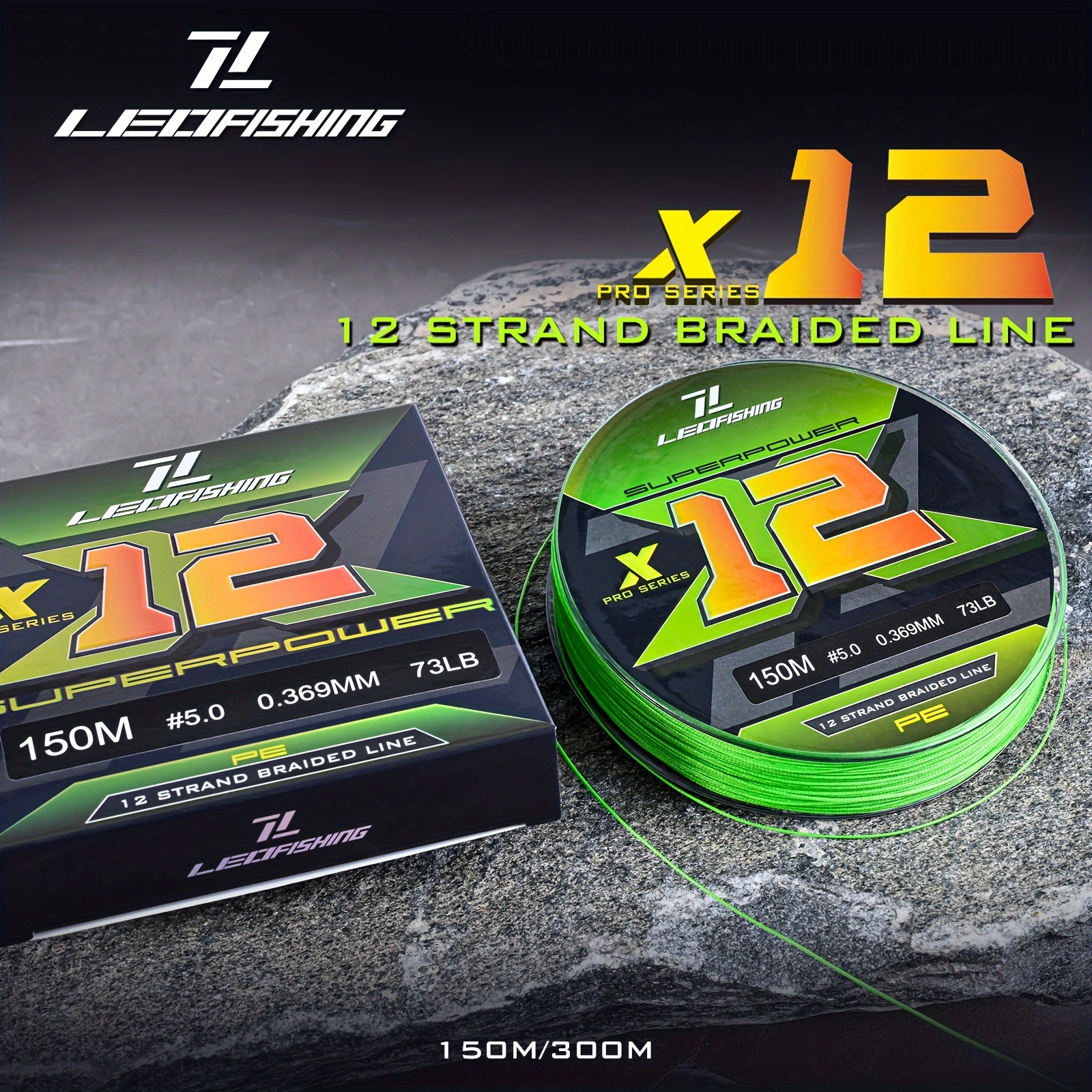 

Leofishing 12x Pe Braided Fishing Line - Abrasion Resistant, & Thin For Outdoor Fishing, Grass Green, 150m/300m