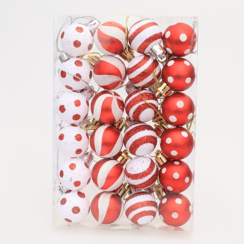 TEMU 24pcs Christmas Ball Ornaments Christmas Hanging Decorations 1.2 Inch White Balls Christmas Tree Decorations Ball Ornaments Bulk For And Party