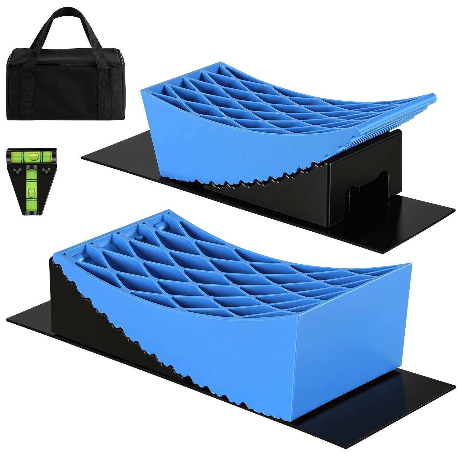 TEMU Professional Wheel Chock Set Of 2 | Built- Level Ensures Precise Horizontal Positioning And Effortless | Each Ramp Supports 13.5 , Suitable For