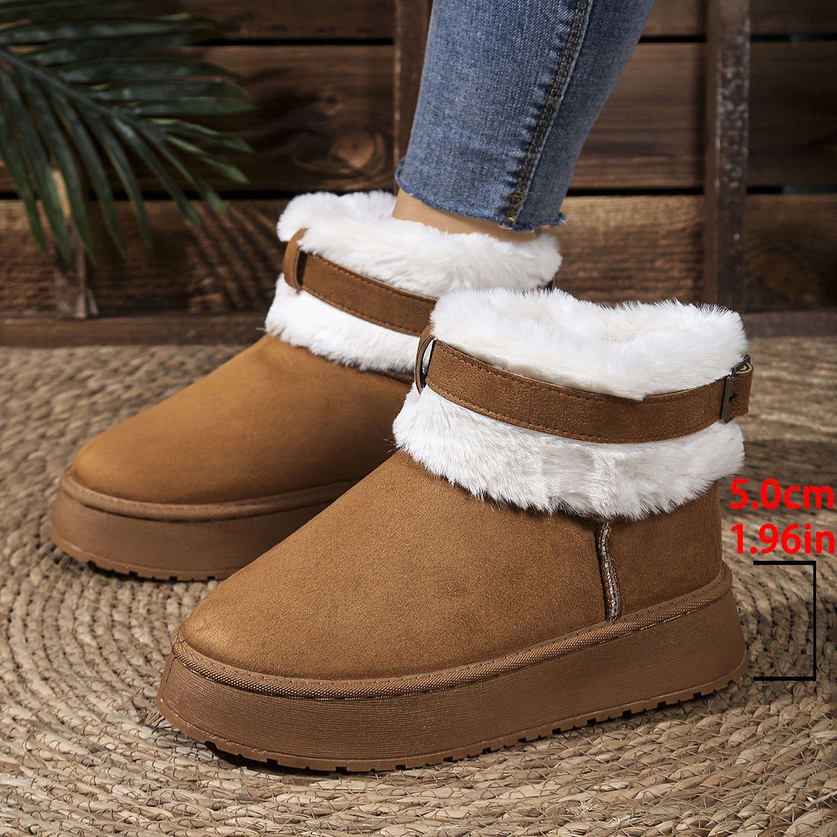 botas nieve invierno mujer cuello piel gruesa Temu Ecuador