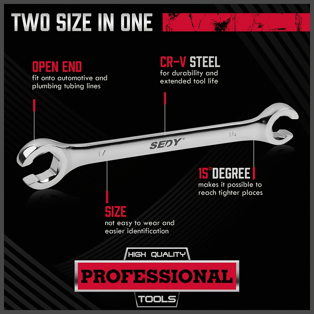4pcs Flare Nut Wrench Open-Ended Brake Pipe Spanner Set