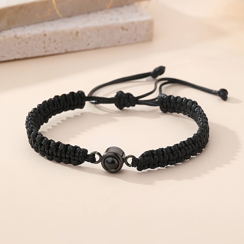 TEMU Pulsera personalizada con foto y colgante, pulsera de para hombre, a y minimalista, joyería personalizada, regalo unisex de estilo bohemio para