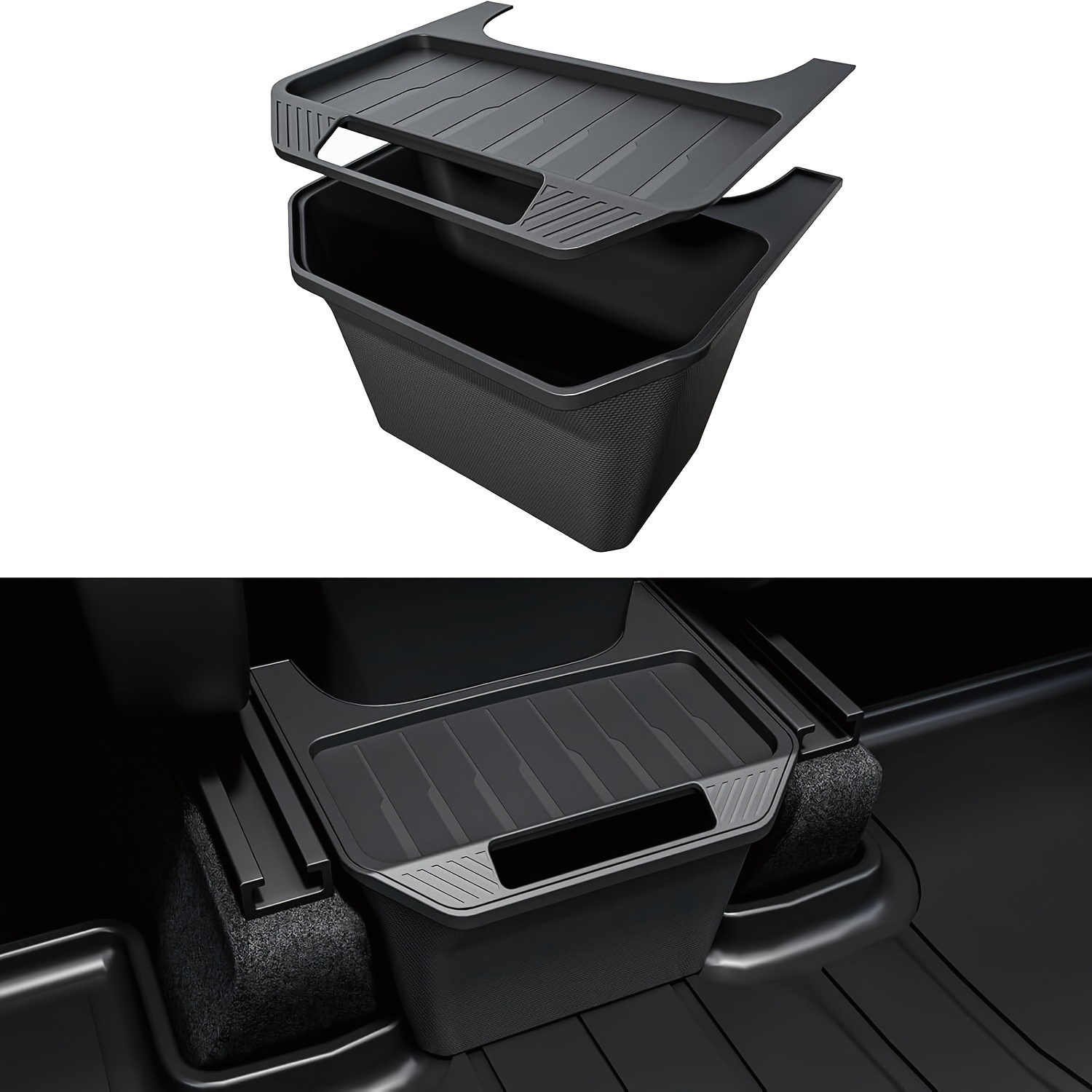 

Rear Center Console Organizer For Tesla Model Y, Backseat Storage Box With Anti-slip Lid Cover, Rear Seat Organizer Middle Bin For Model Y