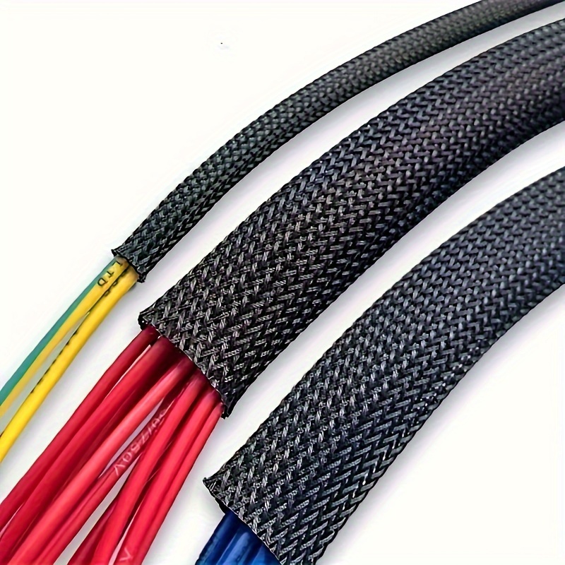 10 Meters Length Black Insulated Braid Sleeving 2/4/6/8/10/12/16/20/25/30/35mm Tight PET Wire Cable Protection Expandable Cable Sleeve Wire Gland