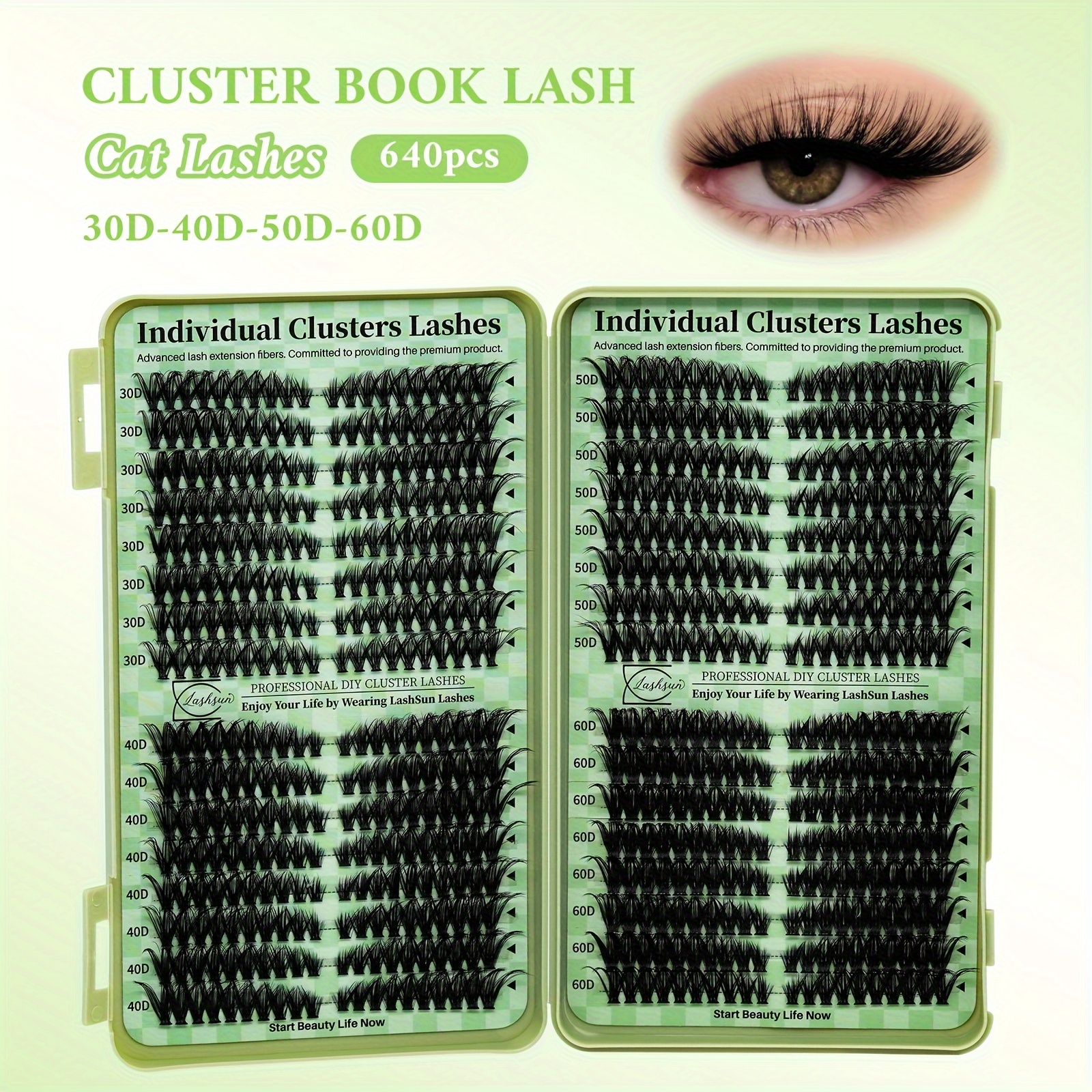 

Lashsun Cat Lashes 640pcs Diy Eyelash - 0.07mm D Lashes, Volume 30d 40d 50d 60d , -to-apply For Beginners