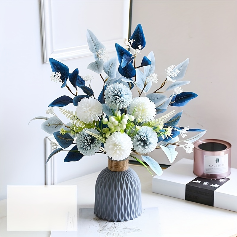 2 piezas de flores artificiales de hidranga de   con vasos de plástico, perfectas para decorar interiores,  , fiestas en el hogar,  , duchas de belleza, y regalos de inauguración. ideal para acción de  , día de  , día de san valentín, día de la   y día  . material plástico. 0