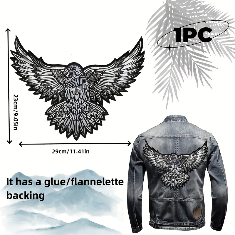 

1pc Eagle Embroidered Iron-on Patch, Polyester Knit For , Motorcycle Jackets, And Backpacks - Machine Washable Fashion Cycling Decal Accessory