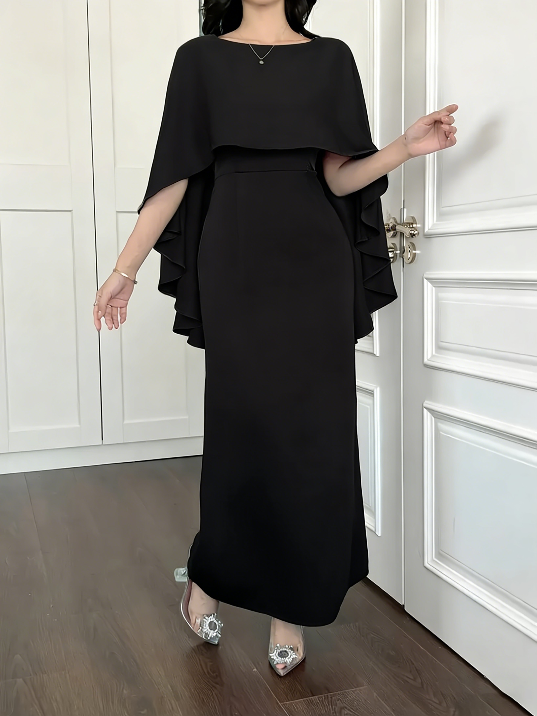 elegant lavender midi dress sleeves waist cinching - Temu Mauritius