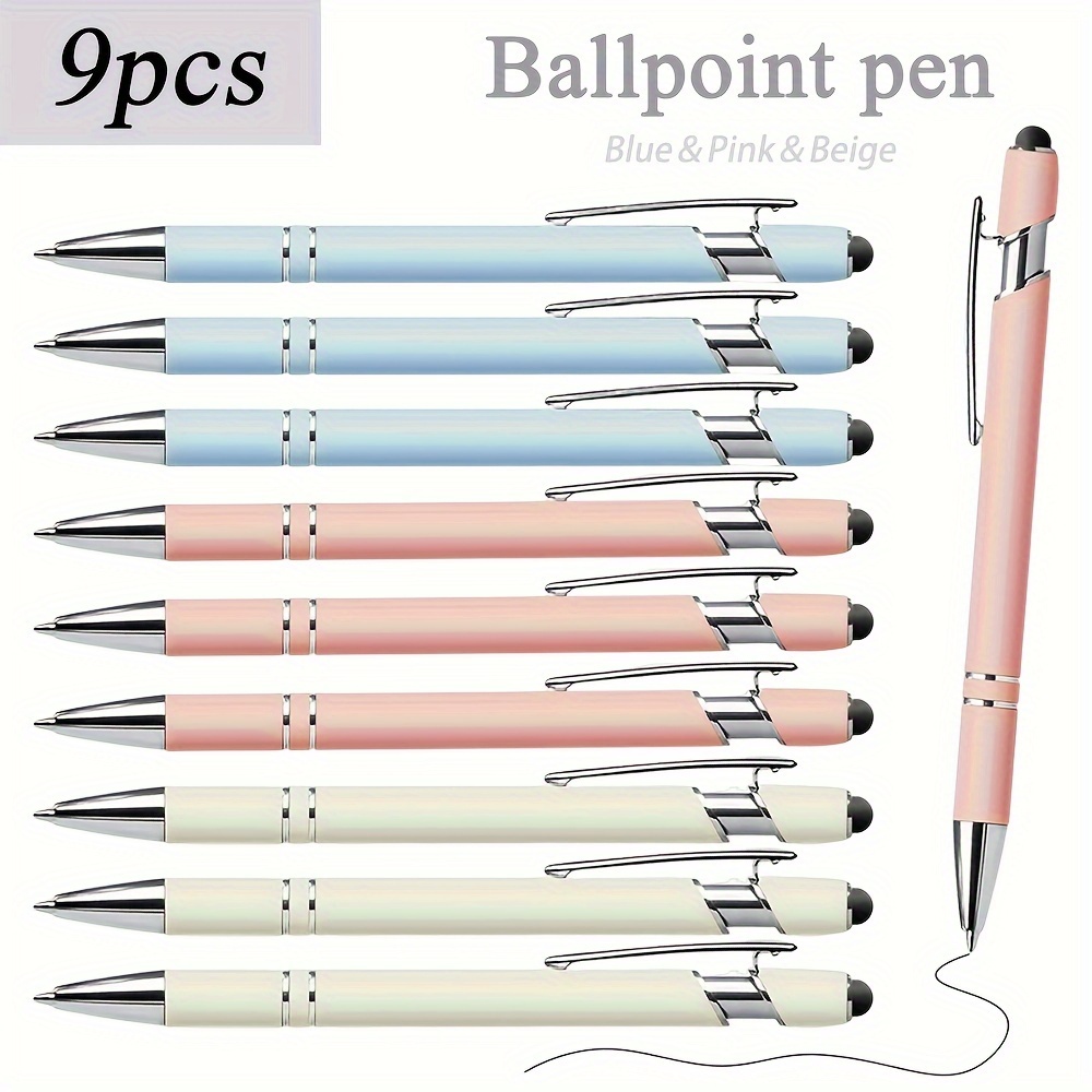 

9pcs Morandi Color Metal Ballpoint Pens - Smooth Writing, Retractable, Ideal For Students & Office Use, Gift,