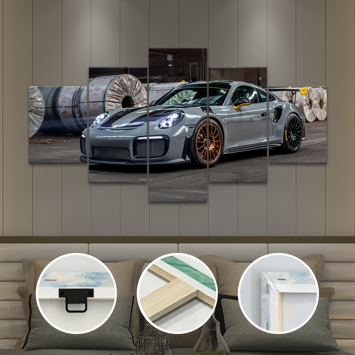 

5pcs/set Wooden Framed Canvas Poster, Modern Art, Fashion Sports Cars Canvas Poster, Ideal Gift For Bedroom Living Room Corridor, Wall Art, Wall Decor, Winter Decor, Wall Decor, Room Decoration
