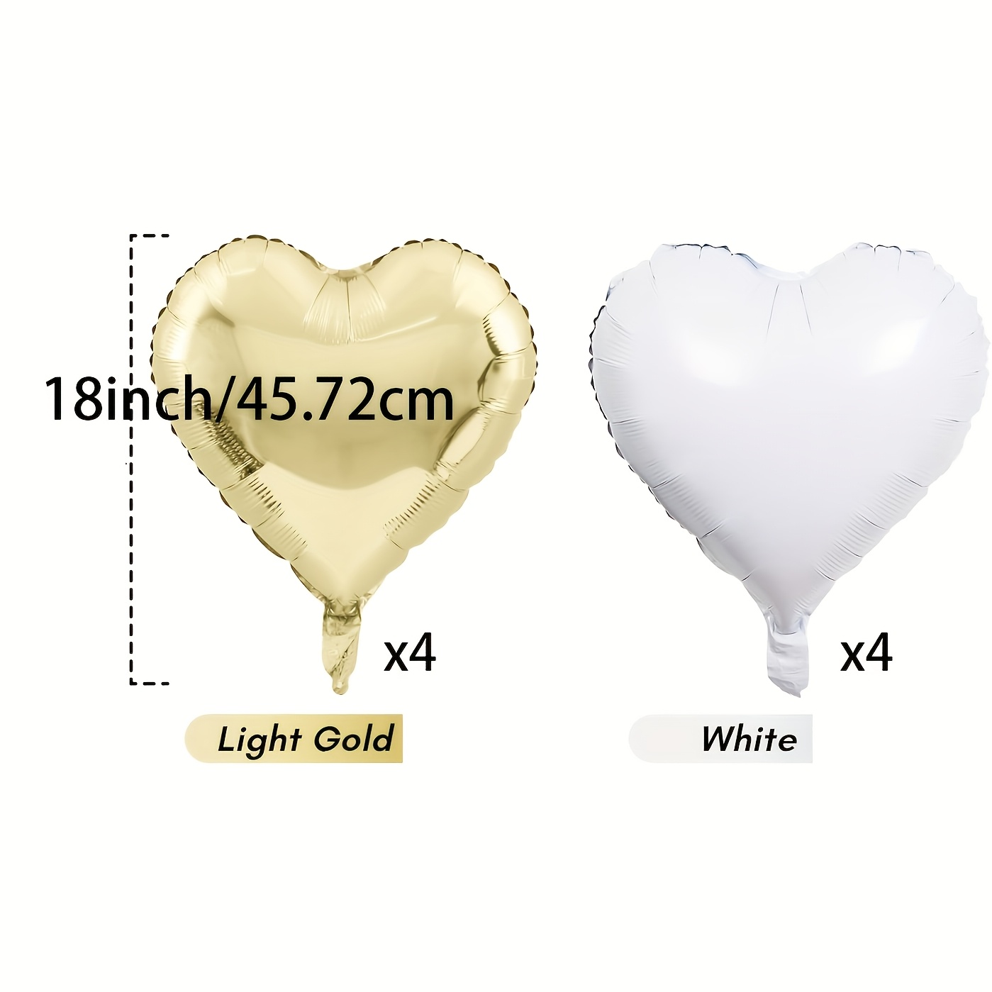 Foil Heart Balloons, 18 Inch 8pcs Pastel Yellow White Mylar Heart Shape Balloons Large Light Yellow And White Heart Balloons For Birthday Wedding Graduation Party Valentine's