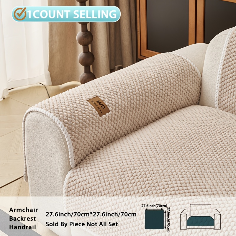 TEMU 1pc Plush Sofa Cushion Universal Sofa Cover Bohemian Style Sofa Cover Winter Warm Sofa Fabric Cover Cat And Dog Pad Home Protective Cover Home