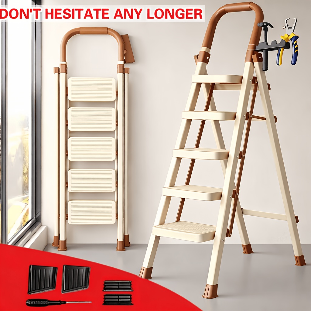 escalera plegable   resistencia de 5  , pedal ancho antideslizante, capacidad de carga de 500  , taburete plegable   para reparaciones  s, cambio de bombillas, herramienta   que    