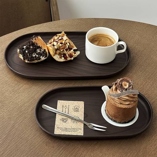 wood grain imitation tray in reusable serving tray for breakfast desserts and coffee cups ideal for holidays outdoor dining snacks and kitchen use holiday serving tray stylish tray durable plastic tray