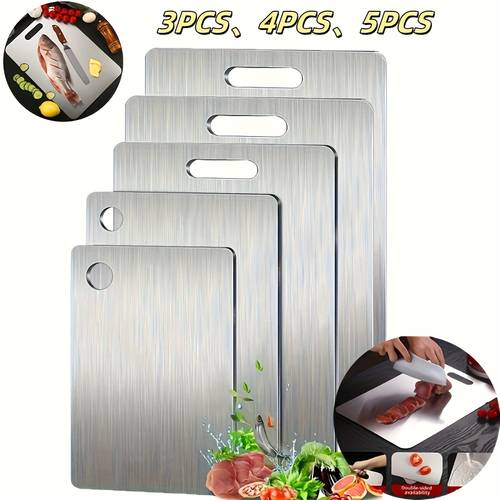 high end double sided titanium alloy cutting board food grade stainless steel material easy to clean and store suitable for home and restaurant use best for christmas thanksgiving