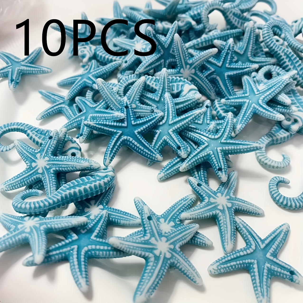 10pcs Handmade Blue Bohemian Beach Seaside Starfish Pendant Accessories For Jewelry Bracelet Necklace Earrings Clothing Crafts Handmade Decorative Bead Accessories