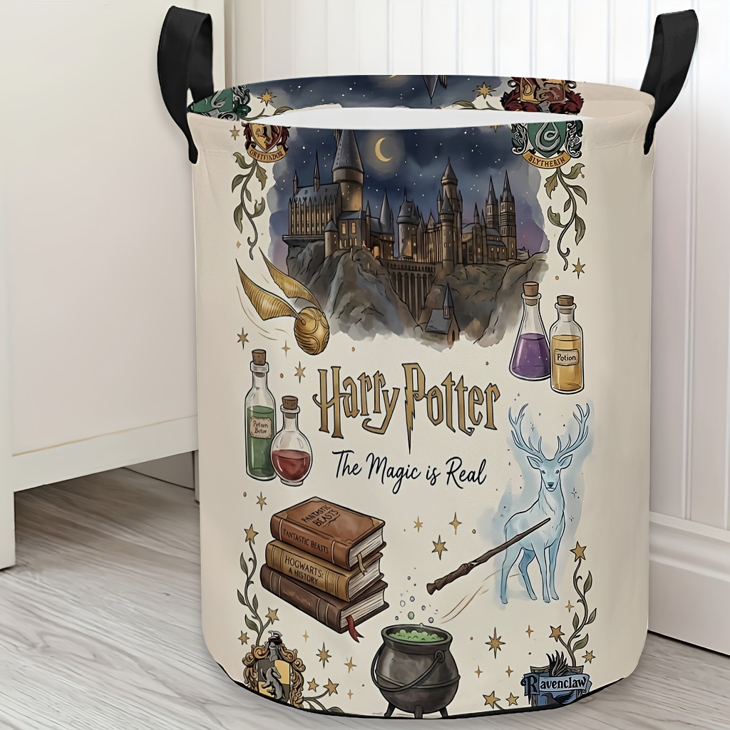 TEMU Labor Day 1pc Warner Harry Potter Cartoon Cute Laundry Basket - Collapsible Storage For Clothes, Home Organization Includes Handles, Ideal For