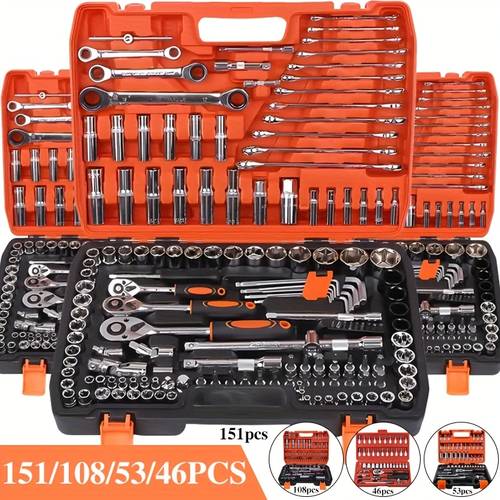 151 107 53 45pcs high repair tool kit multi functional repair car bicycle and motorcycle repair compact and portable suitable for fathers husbands and holiday gifts