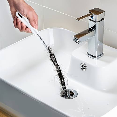 2pcs bathroom sink hair drainage tool made of metal and plastic removes hair