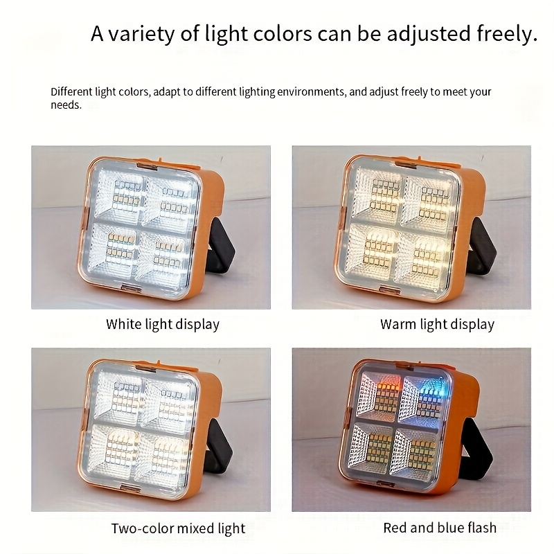 Solar Camping Lights Outdoor Portable Rechargeable Solar Flood Light LED Reflector Rechargeable Projector Floodlight Construction Lamp