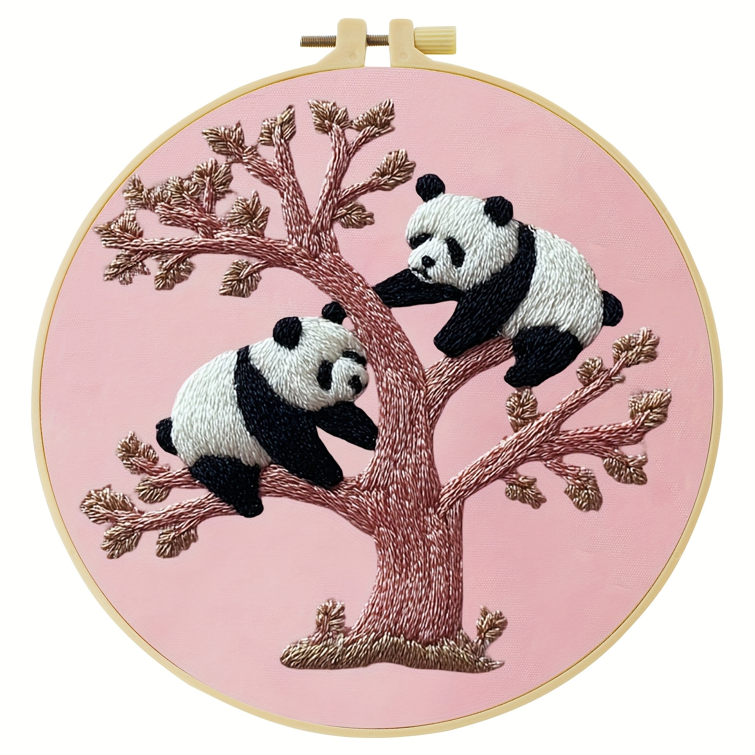 DIY Embroidery Kit with Two Giant Pandas Design